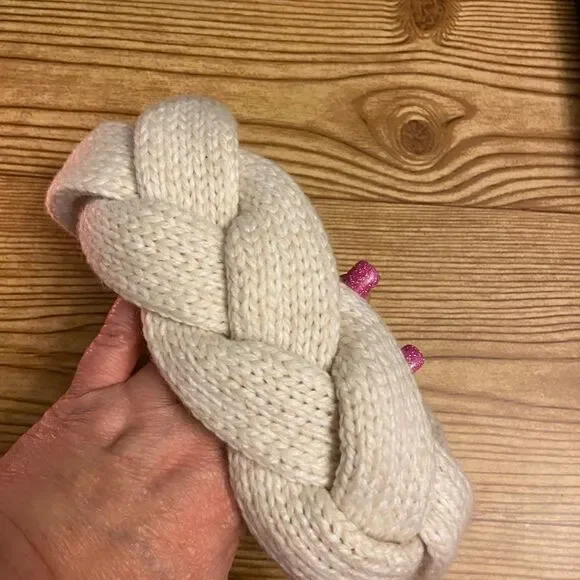White Weaved braided Headband ear Warmer - Picture 3 of 6